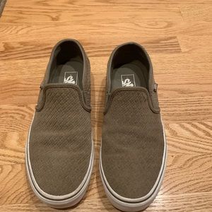 Vans olive green slip-on shoes
